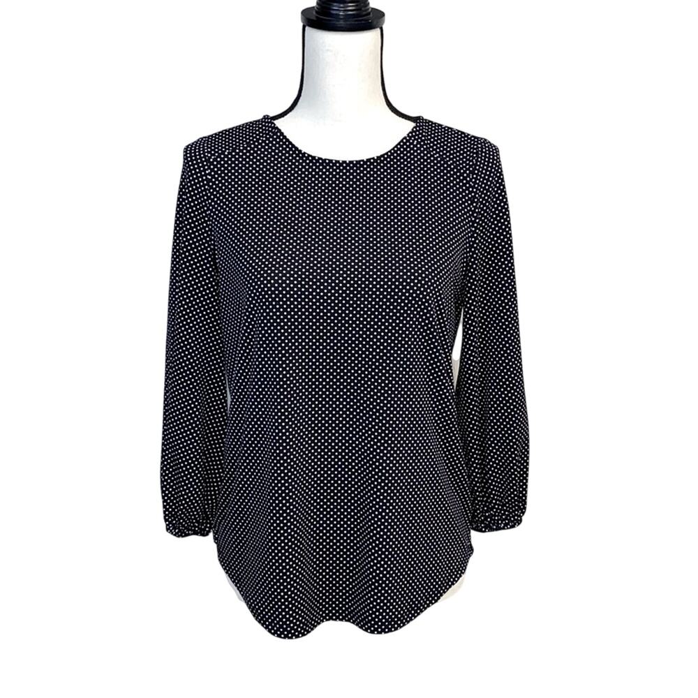 Adrianna Papell Black and White Polka Dot Blouse S